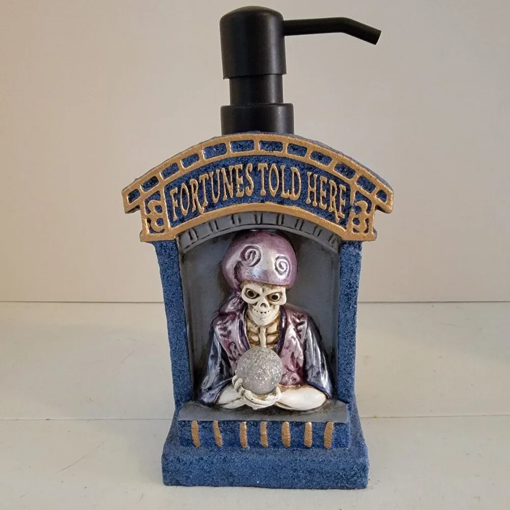 Halloween Skeleton Fortune Teller Soap Dispenser Light Sound Spooky Decor Gothic